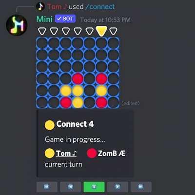 Another way to use buttons: playing Connect 4 right in the chat!