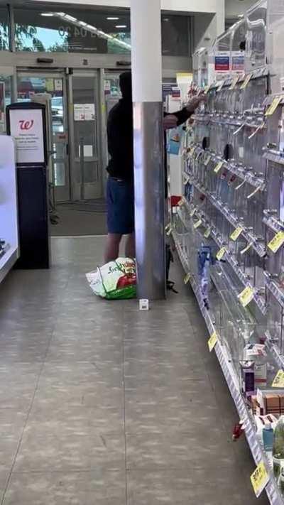 To stop shoplifting by locking items up!!