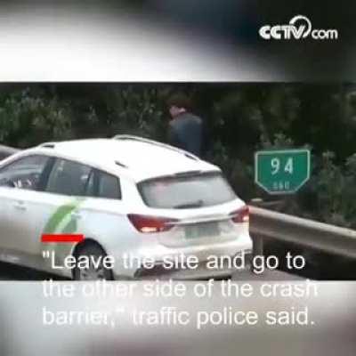 Driver on highway escapes death by seconds