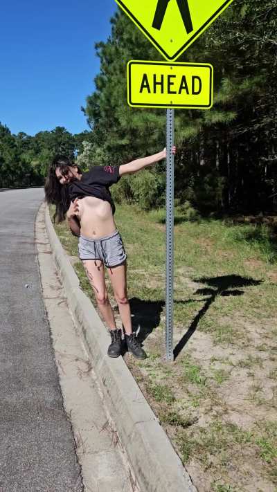 A wierd little flasher and a roadsign sounds like the start to a bad joke,but im loving the moment XD