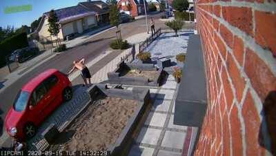 Speeding with your scooter on the sidewalk.