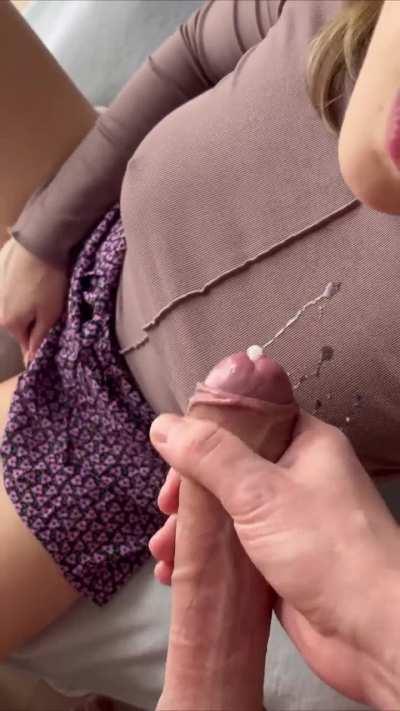 He sprayed me and my clothes with cum