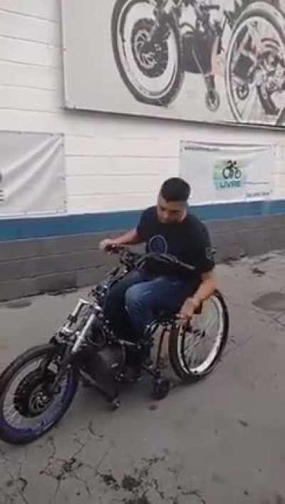 adaptation for wheelchair to convert it into a motorcycle