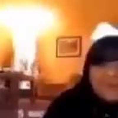 sily fire interups weman