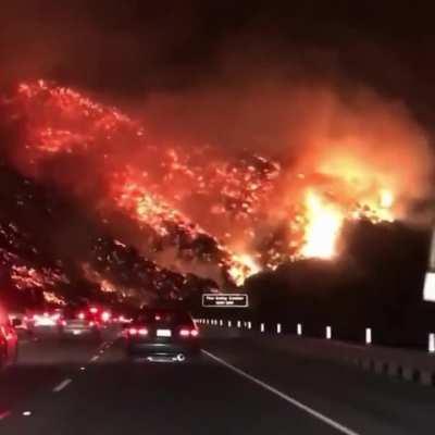 During the 2018 wildfires, this man captured his drive to work in the morning