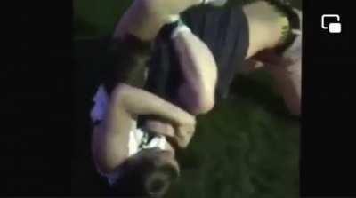 Jiu jitsu girl plays with untrained lads