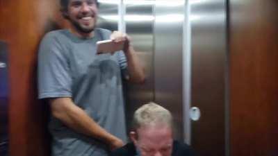 Casually installing an elevator in your house for your buddy