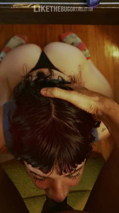 Cute brunette gets pretty face fucked