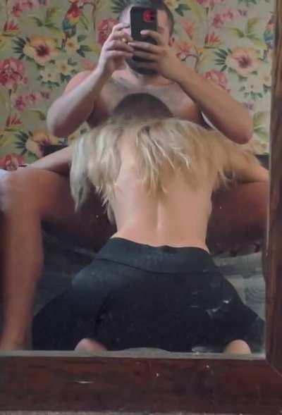 My favourite place to be, on my knees with his big cock in my mouth