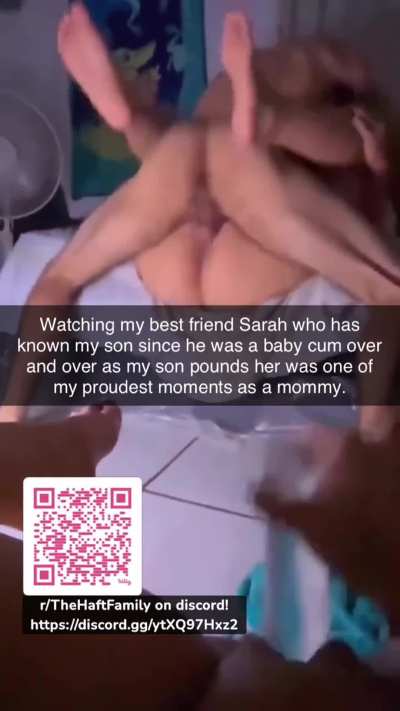 mom watches son pound her friend