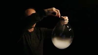 Um.. This is inside a bubble... And it's on fire and has an upside down tornado in it? A soap bubble?