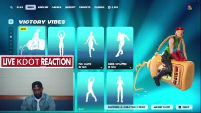 Kendrick Lamar's Live Reaction to the New TV Off Fortnite Emote