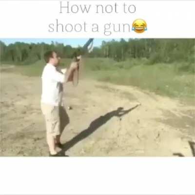 Mans holding it the way a 6 year old would hold a bb gun  