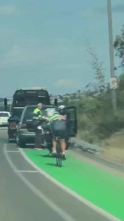 That’s why you shouldn’t park your kkk*r on a bike lane!!! 🤬🤬🤬🤬