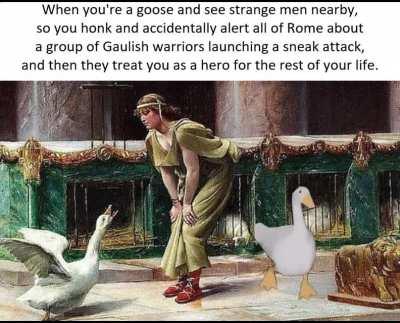 The sacred Geese of Juno were lit.