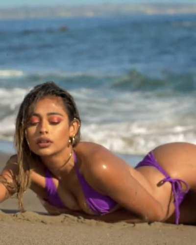 Mira patel getting wet in the beach