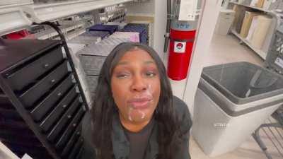 I love a big load on my face while shopping