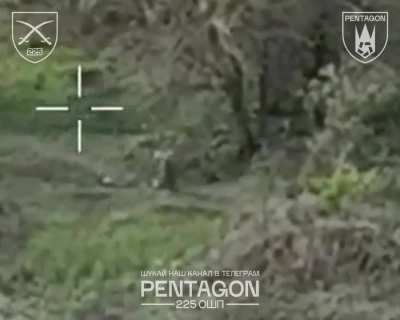 Pilots of the 225th Separate Assault Battalion use multiple FPV drones to eliminate multiple Russian soldiers, their bunker was located by tracking the soldiers and was subsequently attacked. Published 15/10/2025.