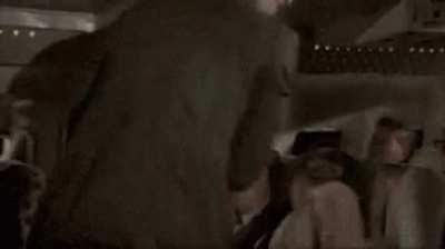 In the film Airplane! (1980) there's a joke where a character hits a woman to make her snap out of her panic state, but then it turns out there's a whole line of people prepared to hit her too. This is the punch line