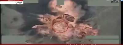 Saudi Air Force bombed  Houthis pickup truck carrying large amountof ammunition, causing huge explosion. yemen-hajjah