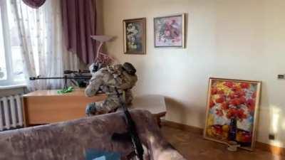 The Work Of the Ukrainian Sniper Protecting His Country, Firing From His Own Home!