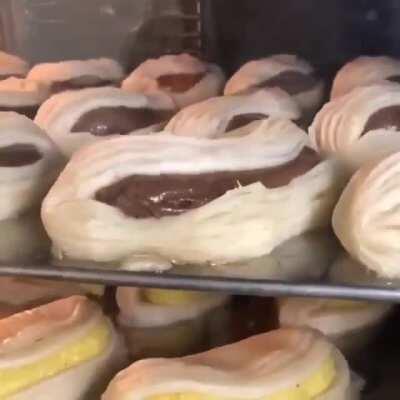 Puff Pastry Rising in the Oven