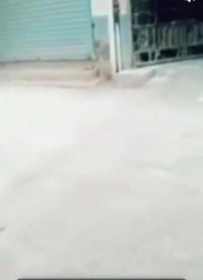 Annoyed kid kicks it into gear.