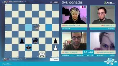 [IM not a GM] Lars Oskar Hauge refuses to resign in a lost position, and swindles an ingenious stalemate against Teddy Coleman!