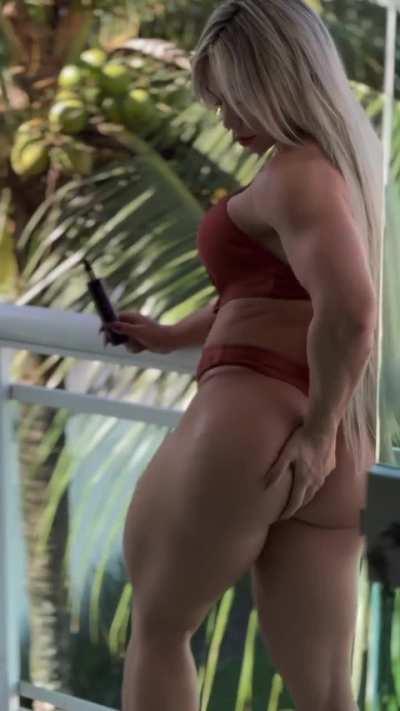 Who/what is she oiling up for?