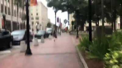 Capitol terrorist running away from media as she exits federal courthouse wearing GPS ankle bracelet