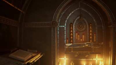 Captain Titus' housing inside the Battle Barge warship. 