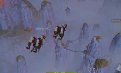 Bennett falling to his death (dramatic)