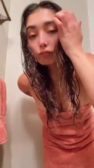 my face when the towel almost slipped lol can I be your doll?