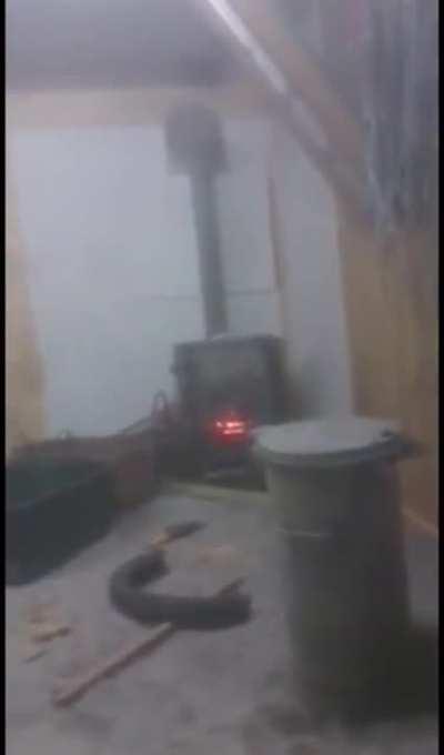 2 dudes putting a spray can in the oven