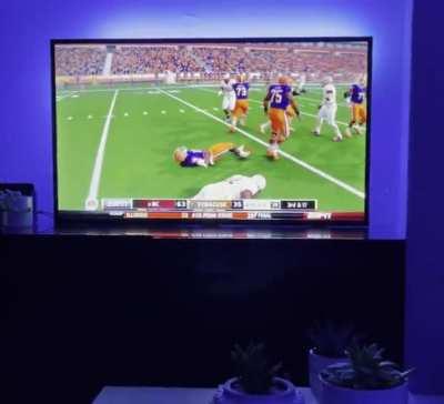 Syracuse’s senior starting QB was injured late, and this was the freshman backup’s first career snap. And maybe last.