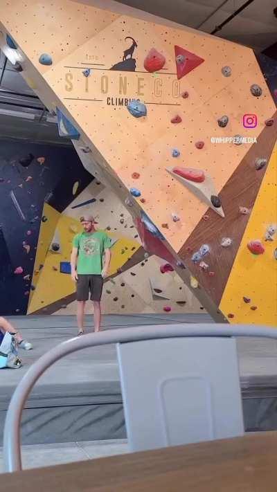 Kid running in bouldering area 