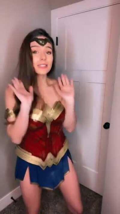 Taya really wanted to do this dance but her costume said: no #WonderWoman