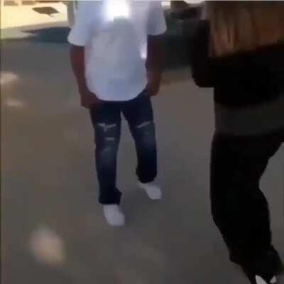 She acted tough till she caught the jab..........