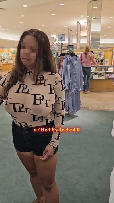 My brown areolas in SHEER while shopping