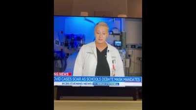 Crisis actor has a breakdown in the middle of her live TV appearance