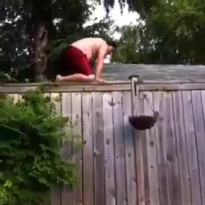 To jump into the pool