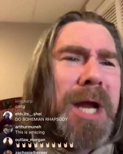 Roger Clark rocking out on Instagram live.