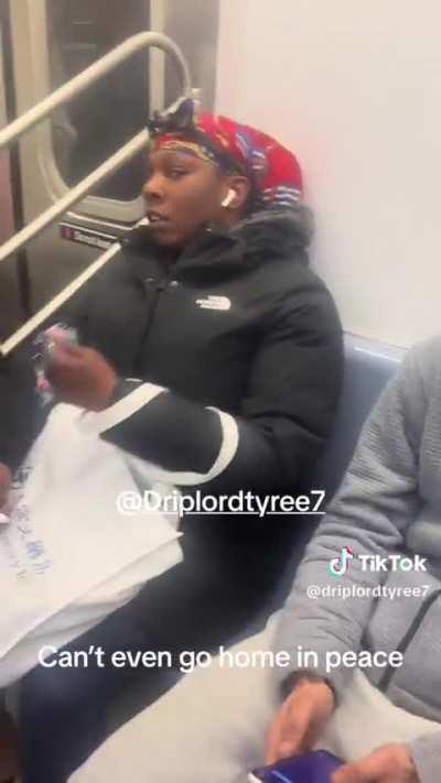 Woman freaks out in the subway because of a dog. She says she's allergic to dogs.