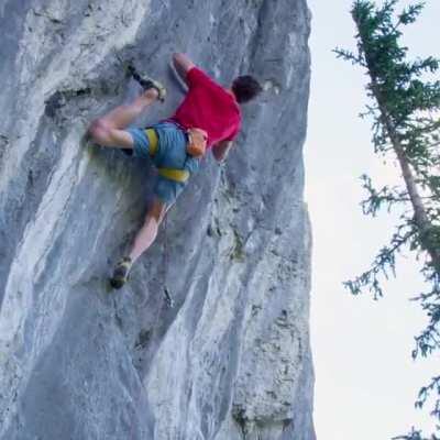 I tore my ACL just watching this... Climber is Adam Ondra