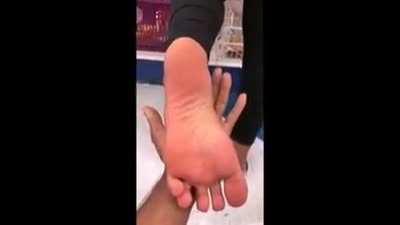 Random Approach Smelling light skins feet.