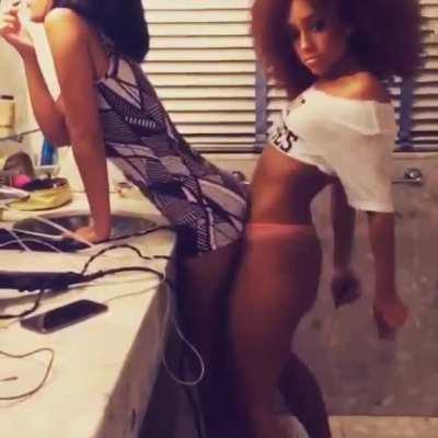 Humping her while she gets ready