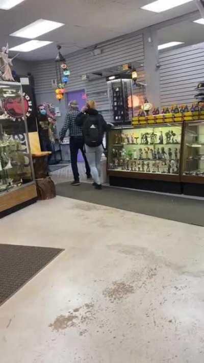 Shoplifter at a local family business caught in the act.