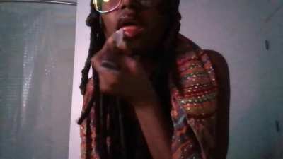 Glossy Ebony brat tantalizes you 