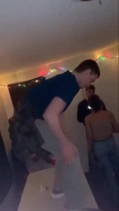 Trying to do a backflip at the party