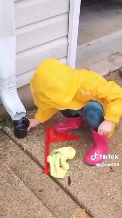 Lucky he’s got his rain boots on